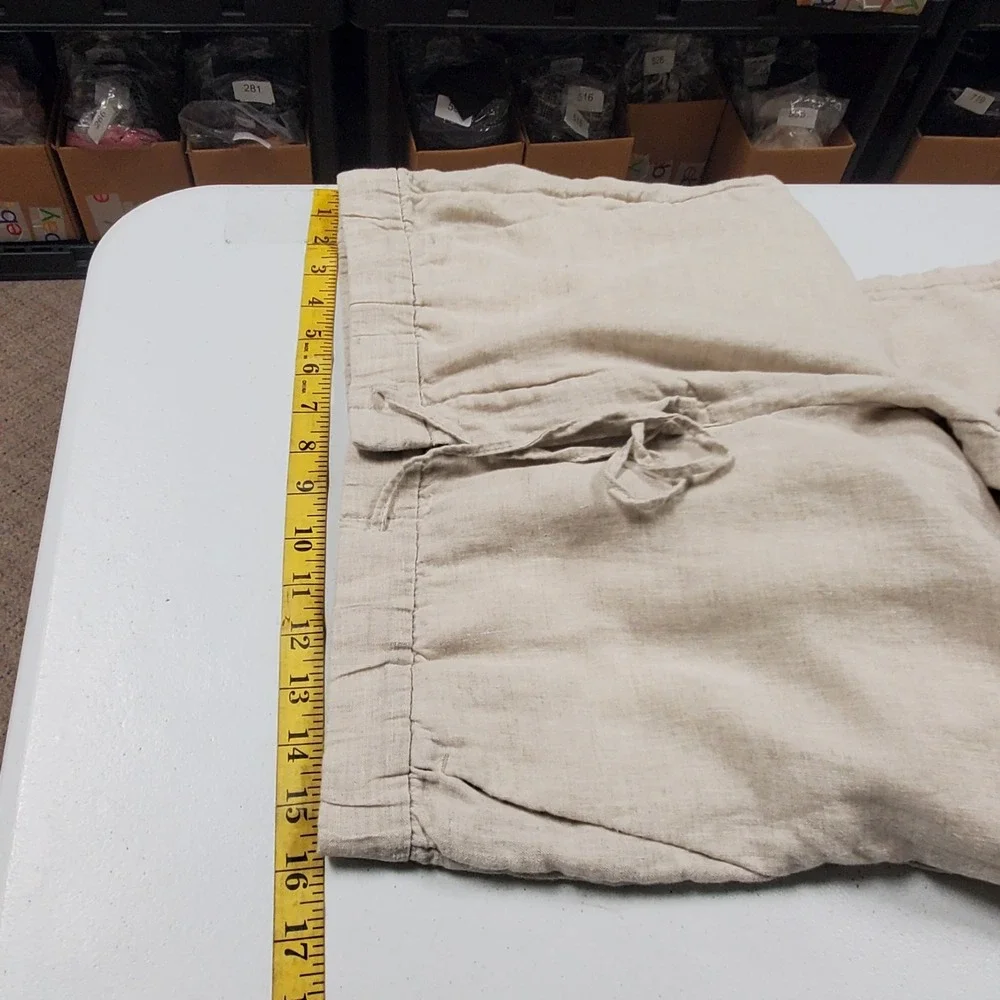 H&M Mens Relaxed Fit Linen Pull On Pants Size 32R Beige Coastal Beachy Neutral